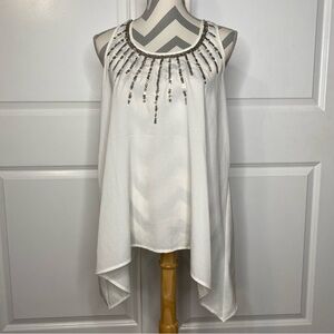 Forever 21 Small White & Silver Sequin Tank Top